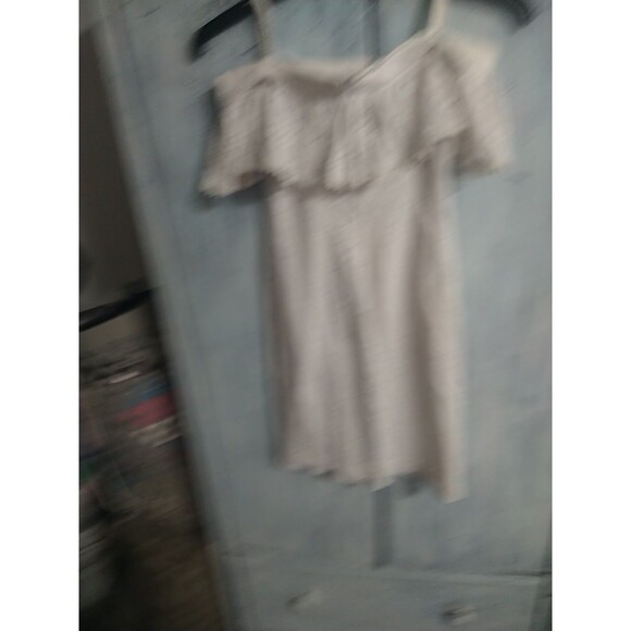 Calvin Klein Embroidered Shoulder Dress White Sz 0p Boho Cottage Core Feminine - Picture 5 of 9